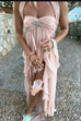 Karleedress Sleeveless Open Back Ruffle Trim Slit Maxi Dress