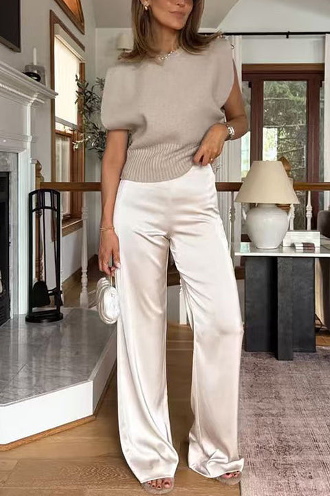 Karleedress High Rise Straight Leg Satin Pants