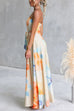 Strapless Bow Waist Floral Print Swing Maxi Dress