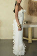 Karleedress Spaghetti Strap Open Back Ruffle Trim Maxi Dress