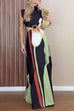 Karleedress Mockneck Sleeveless Cut Out Waist Printed Maxi Dress