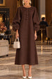 Karleedress Floral Applique Puff Sleeve A-Line Midi Dress