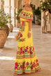 Karleedress Off Shoulder Floral Print Ruffle Swing Maxi Dress