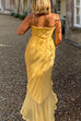 Karleedress Spaghetti Strap Mesh Splice Draped Ruffle Maxi Dress