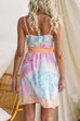 Adjustable Strap V Neck Tie Waist Printed Wrap Dress