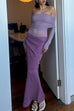 Karleedress Off Shoulder Long Sleeves Mesh Splice Maxi Dress