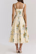 Karleedress Lace Trim Drawstring Floral Print Midi Cami Dress