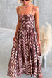 Spaghetti Strap High Waist Printed Swing Maxi Dress