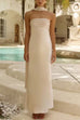 Karleedress Strapless Tube Satin Maxi Dress