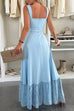 Square Neck Lace Splice Maxi Cami Dress