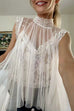 Mockneck Tulle Cover Up Top with Lace Camisole