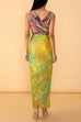 V Neck Sleeveless Printed High Slit Maxi Dress