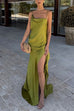 Karleedress High Slit Back Drape Cascading Satin Maxi Cami Dress