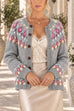 Karleedress Button Down Printed Sweater Cardigan