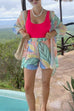 Karleedress Unique Print Long Sleeves Button Up Shirt and Pocketed Shorts Linen Set