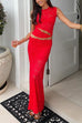 Karleedress Sleeveless Cut Out Lace Top and Maxi Bodycon Skirt Set