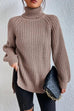Karleedress High Neck Side Slit Pullover Sweater