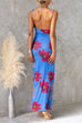 Low-cut Back Sleeveless Floral Print Maxi Dress