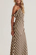 Striped One Shoulder Asymmetric Hem Top and Maxi Skirt Set