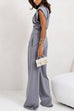 Karleedress Ruched Asymmetrical Top and Wide Leg Pants Set