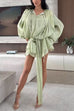 Karleedress Lantern Long Sleeves Draped Ruffle Layered Mini Dress with Shorts