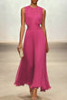Karleedress Crewneck Sleeveless Zipper Back Waisted Maxi Dress