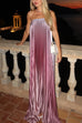 Karleedress Strapless Tube Gradient Ombre Satin Maxi Party Dress