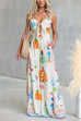 Adjustable Strap Tie Knot Front Unique Print Wide Leg Jumpsuit