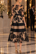 Karleedress Contrast Floral Embroidered Mesh Midi Dress