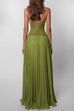 Karleedress Halter Neck Back Lace-up Pleated Maxi Dress