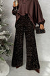 High Rise Glitter Sequin Wide Leg Pants