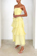 Karleedress Strapless Ruffle Layered Maxi Dress