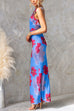 Low-cut Back Sleeveless Floral Print Maxi Dress
