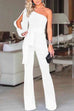 Karleedress One Shoulder Slit Sleeve Tie Knot Jumpsuit