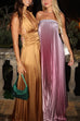 Karleedress Strapless Tube Gradient Ombre Satin Maxi Party Dress