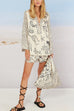 Karleedress Collared V Neck Shirt and Side Slit Shorts Vitamin Sea Print Set