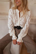 Karleedress Ruffle Long Sleeves Button Up Lace Shirt