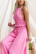 Halter Neck Open Back Ruffle Hem Top
