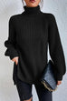 Karleedress High Neck Side Slit Pullover Sweater