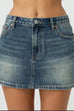 Karleedress One Button Pocketed Denim Mini Skirt