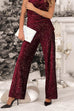 High Rise Glitter Sequin Straight Leg Pants