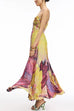 Spaghetti Strap Waisted Floral Print Swing Maxi Dress