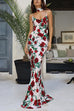 Karleedress Spaghetti Strap Open Back Floral Print Maxi Dress