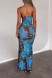 Karleedress V Neck Color Block Leopard Print Maxi Cami Dress