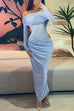 Karleedress Off Shoulder Long Sleeves Mesh Splice Maxi Dress
