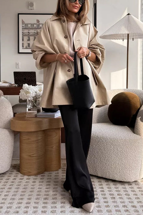 Karleedress Lapel Single Breasted Pocketed Oversized Coat