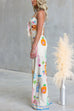 Adjustable Strap Tie Knot Front Unique Print Wide Leg Jumpsuit