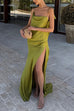 Karleedress High Slit Back Drape Cascading Satin Maxi Cami Dress