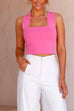 Karleedress Square Collar Slim Crop Tank Top