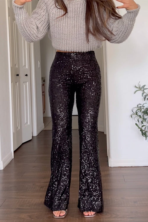 Karleedress High Rise Sequin Bell Bottom Pants
